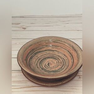 Vancasso Albero Bowl & Salad/Dessert Plate Pinkish Brown Stoneware Dinnerware